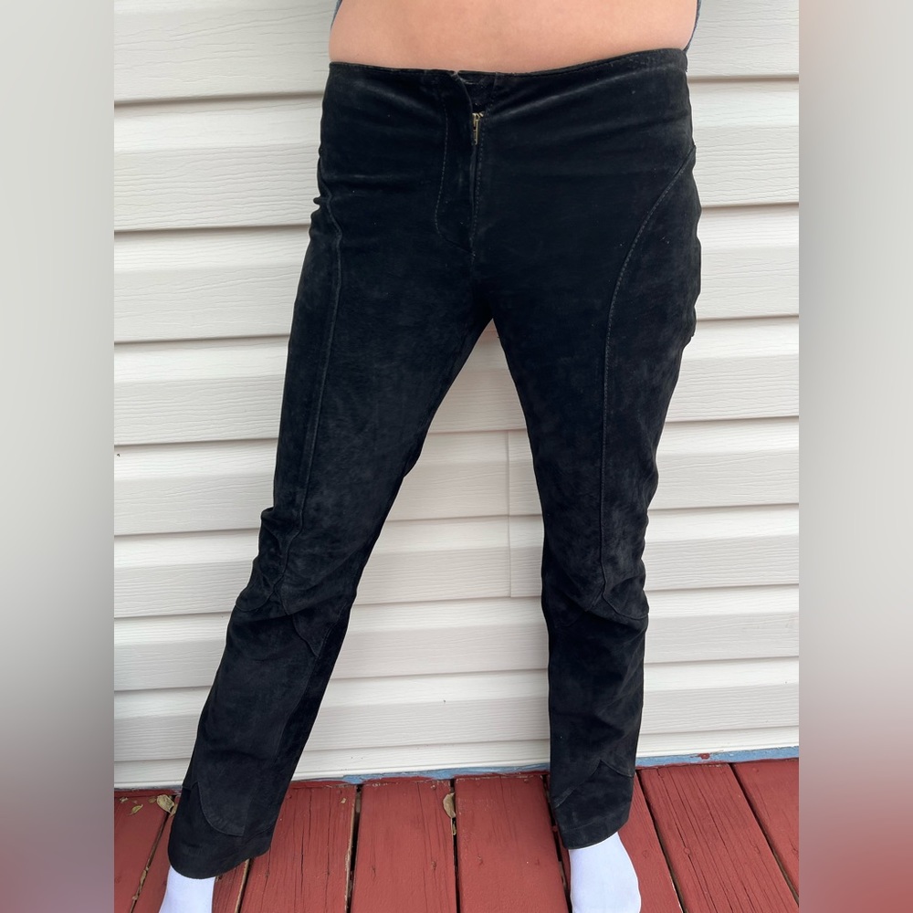 VINTAGE BLACK SUEDE LEATHER PANTS